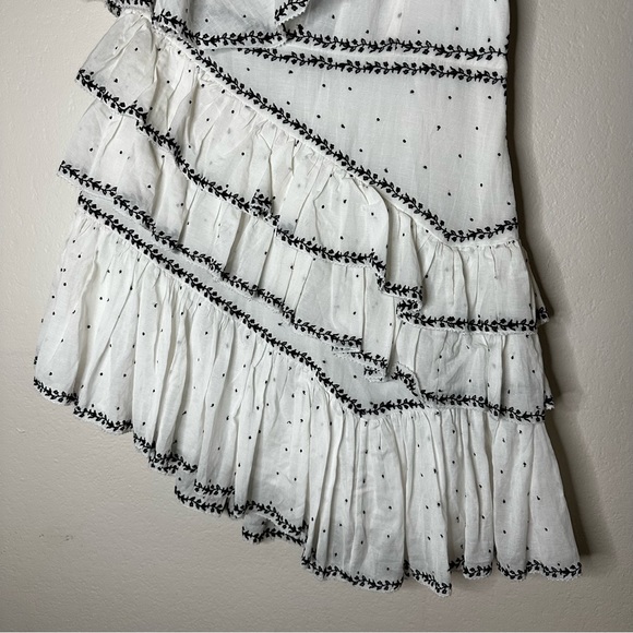 LOVE SAM Black Rose embroidered one shoulder ruffled mini dress M NEW - Picture 7 of 12